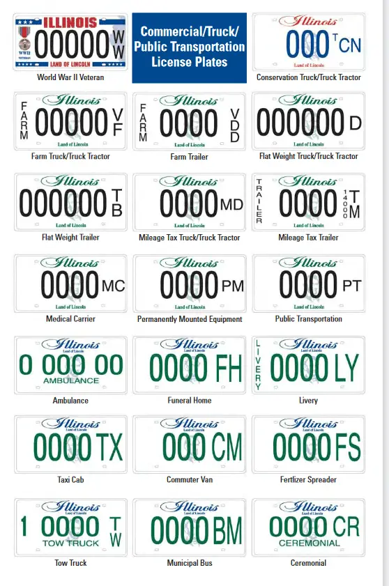 illinois commercial truck public tranportation license plates